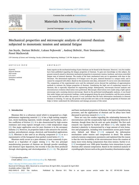 rhenium stab|Mechanical properties and microscopic analysis of sintered .